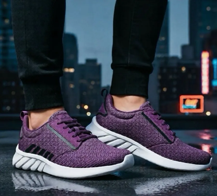 K•Swiss Purple and White Athletic Sneakers with Knit Mesh Upper
