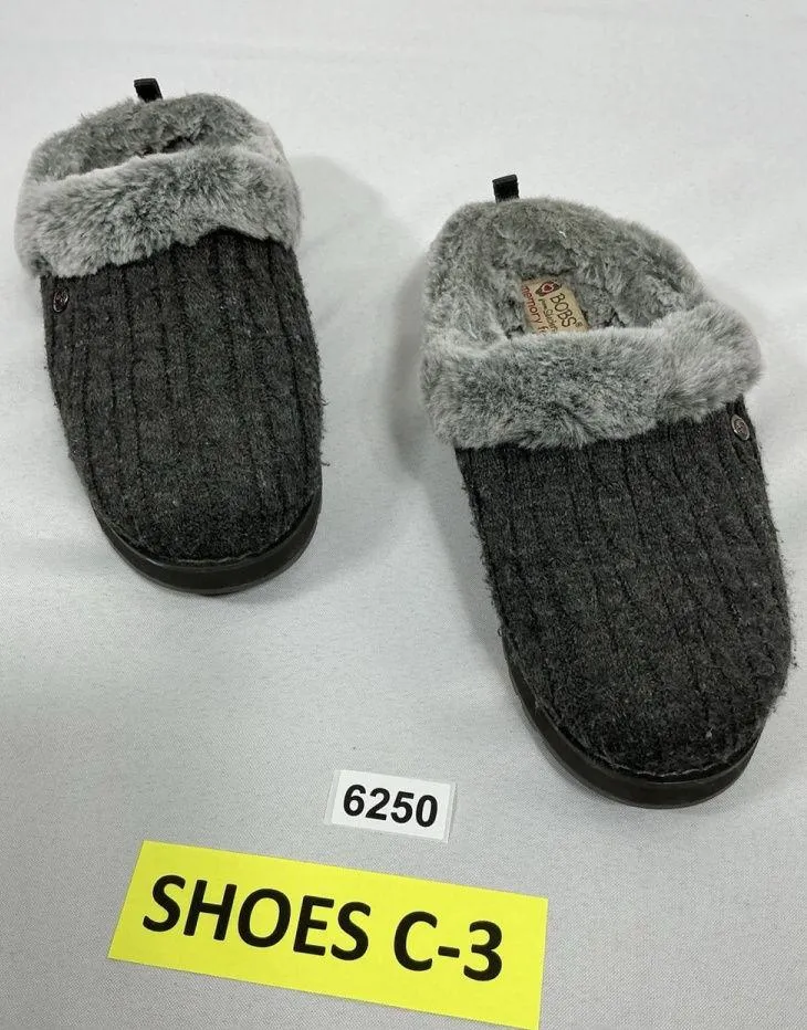 Womans Bobs By Sketchers Slip On Slide Slippers 7 Gray Lined Memory Foam