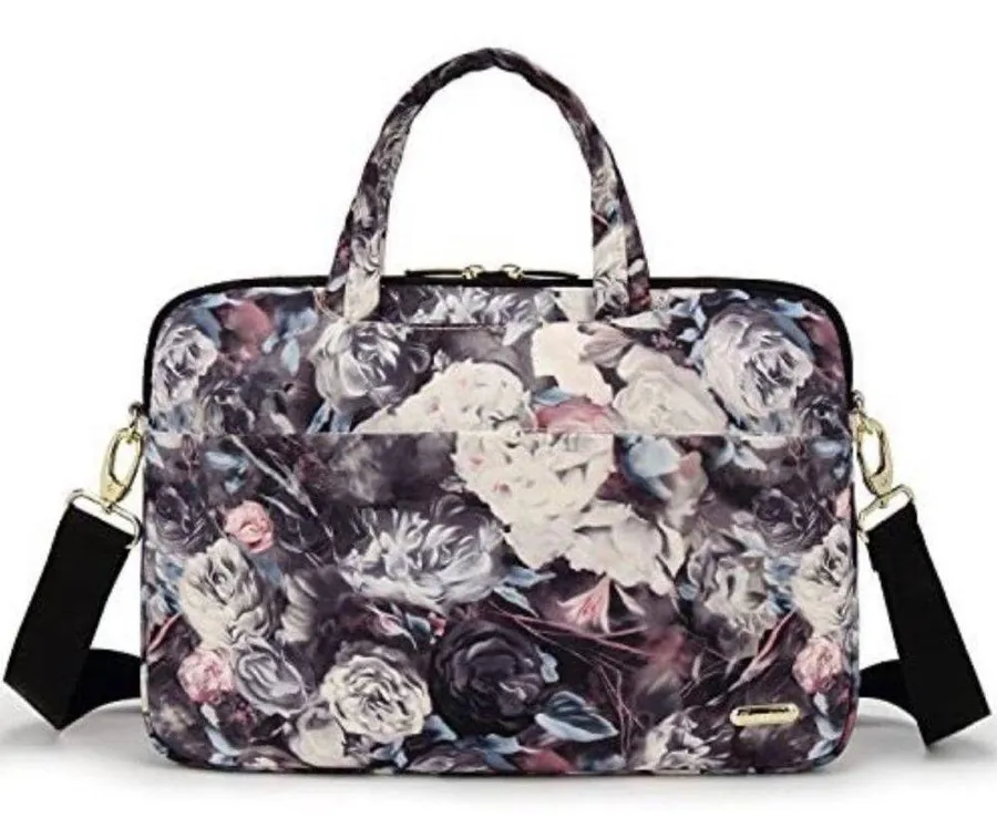 Laptop bag carrying case NWT abstract rose pattern Gray