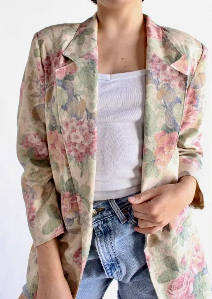 Alfred Dunner STUNNER 🔥 Floral Blazer - Vintage 80’s Style in Pink and Cream