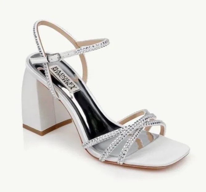 Badgley Mischka Brixley satin heel with rhinestones