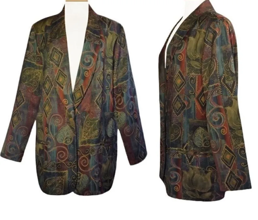 Requirements Printed Lightweight Blazer (Size 10)