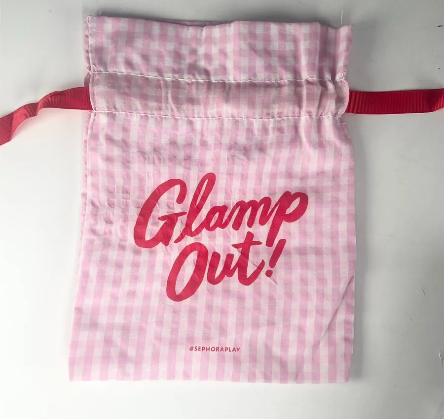 Sephora Glamp Out Check Gingham Drawstring Cloth MakeUp Delicates Travel Bag New
