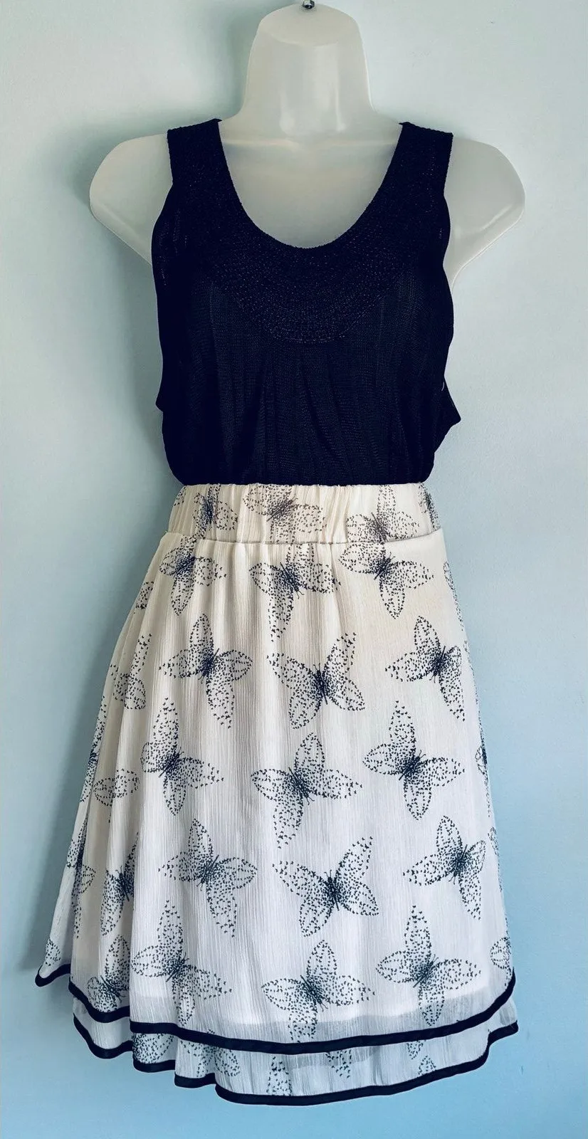 Maurices Skirt Butterfly White Black XL