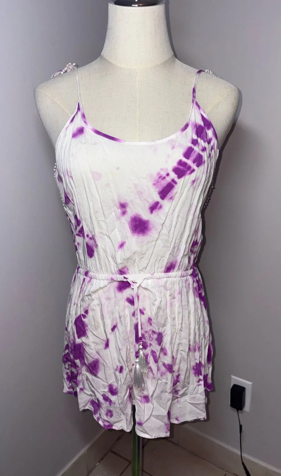 Victoria Secret Purple Tie-Dye Cruise Mini Swimsuit Coverup Sun Dress Size XS