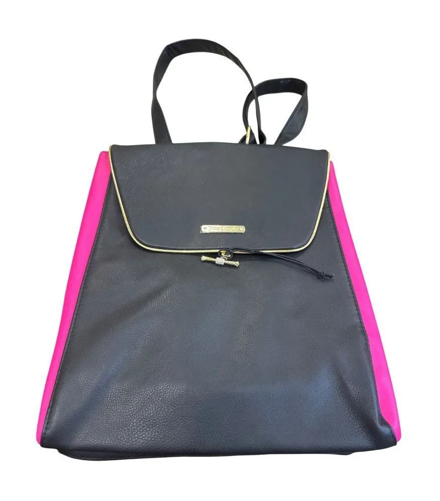 Juicy Couture Womens Black & Pink Backpack With Gold Accents SKU8093