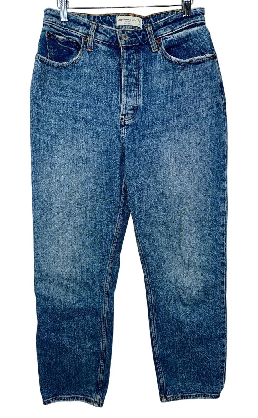 Abercrombie & Fitch Curve Love Dad High Rise Blue Denim Jeans Size 28 6 S Short
