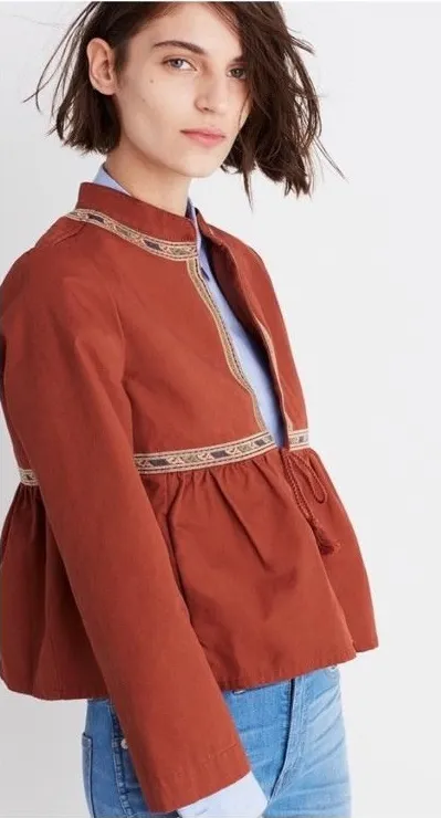 NWT MADEWELL BABYDOLL Sz L Balletcore Embroidered Peplum Jacket OLDSTOCK Chic