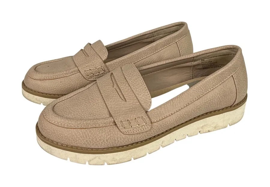 Eloise Penny Loafers Womens 6M Platform Lug Sole Beige Neutral Beige Tan Size 6