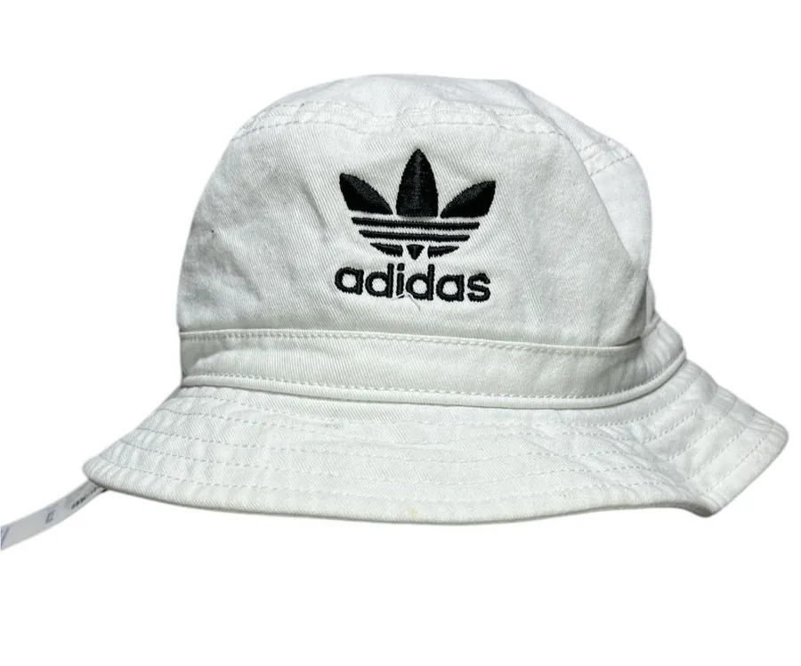 Adidas NWT White Bucket Hat Y2K Sporty Sun Protection Coaching Summer