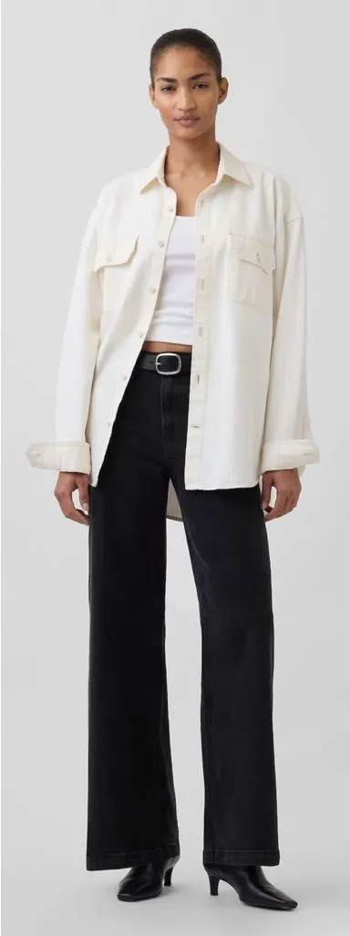 GAP • High Rise Stride Wide-Leg Jeans in Washed Black trouser regular inseam