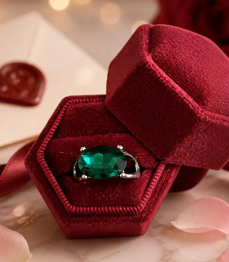 Emerald Green Oval Cocktail Ring