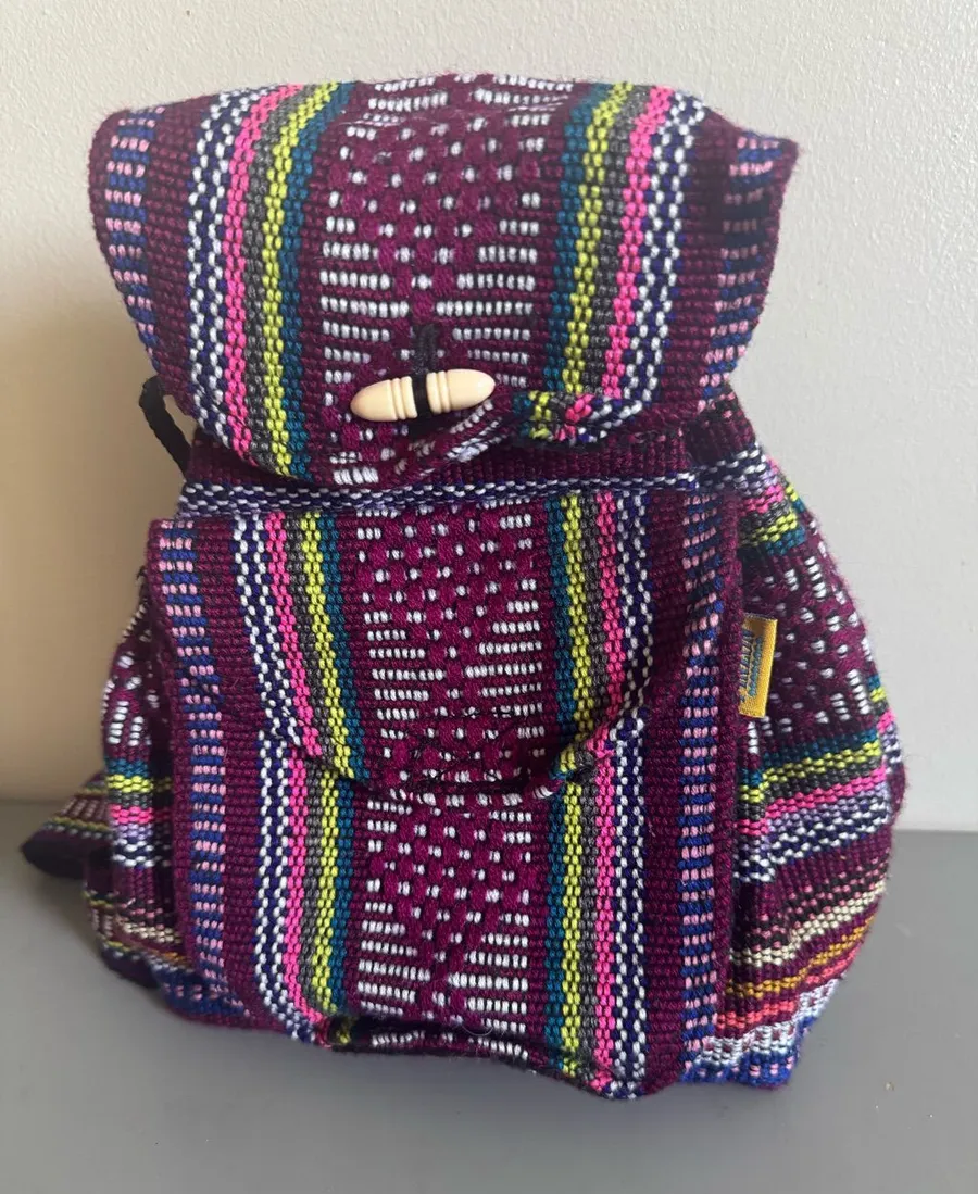 Handwoven Purple Striped Women's Backpack
