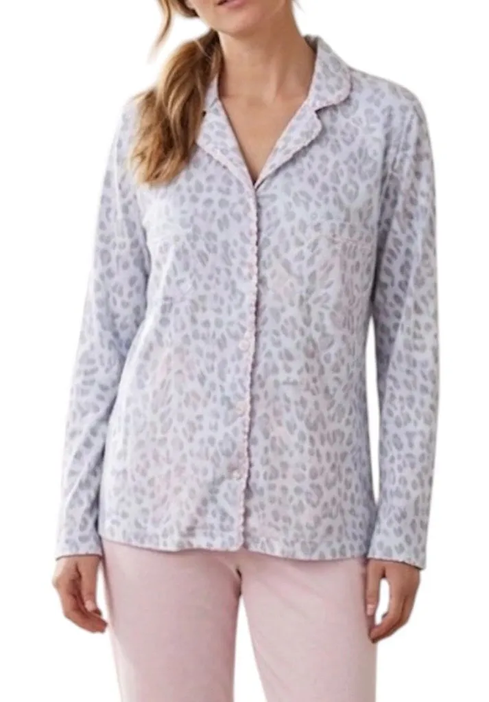 Victoria’s Secret Pink Leopard Print PJ Top Loungewear Pajamas Cotton S