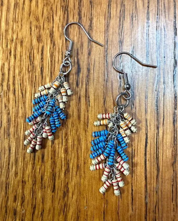 Handcrafted Blue & Cream Bead Fringe Dangle Earrings