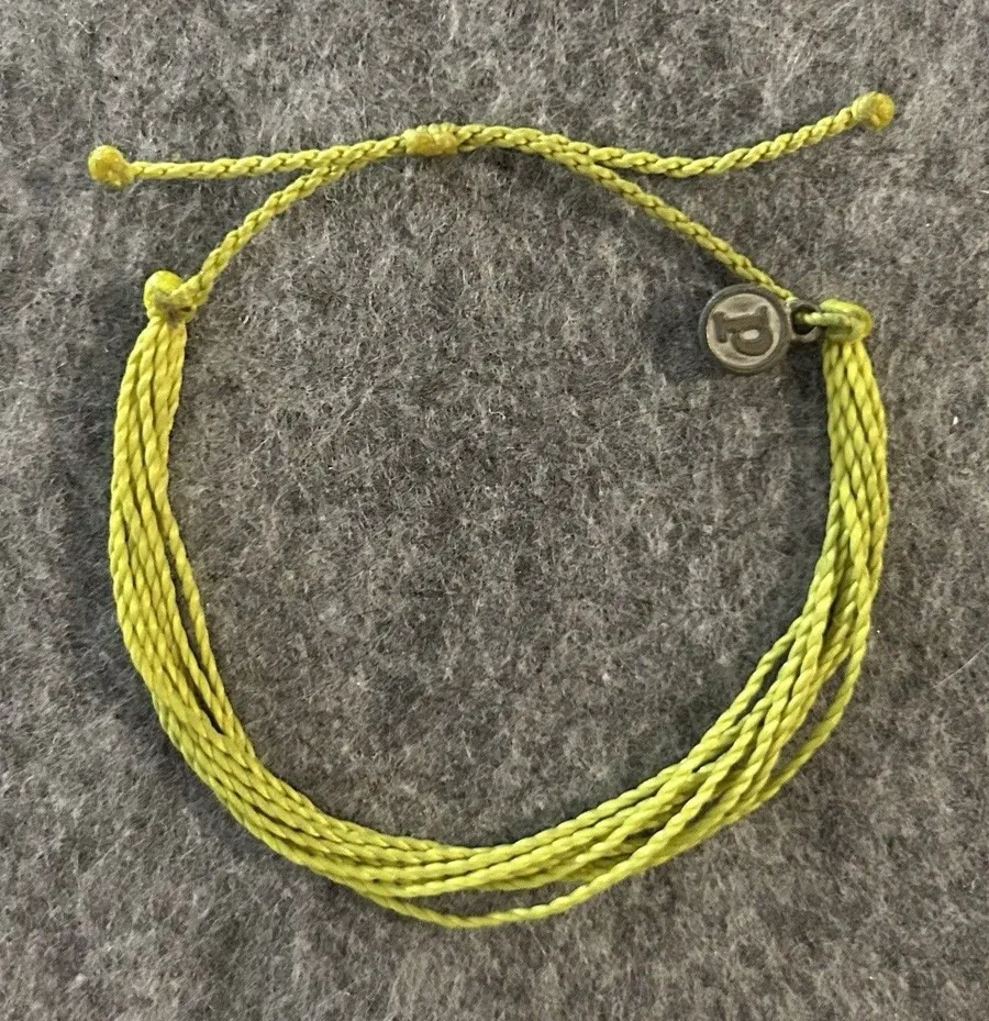 Pura Vida Wax Cord Chartreuse Stack Bracelet, One Size Adjustable Boho Hippie