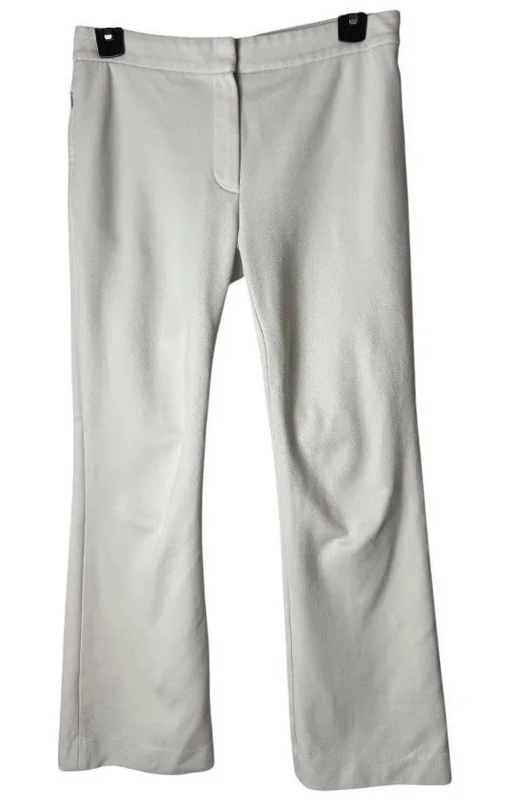 Theory Pants Women 0 Ivory Cropped Flare Stretch Kick Trouser Preppy Career