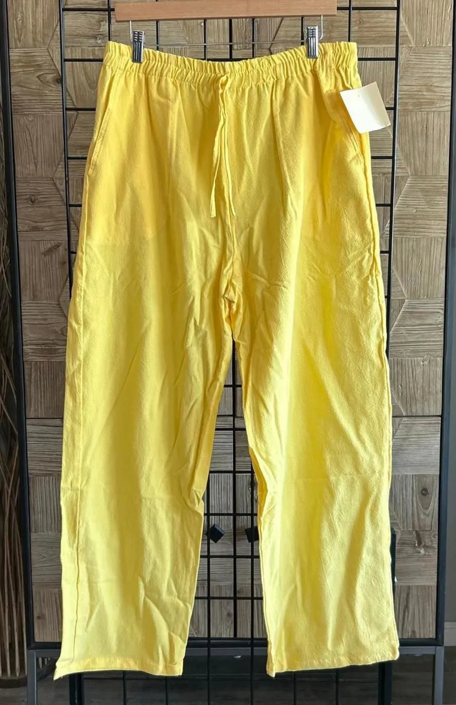 NWT B'Gauze Women's Size 2 (L/XL) Yellow 100% Cotton Pants Elastic Waist Size L