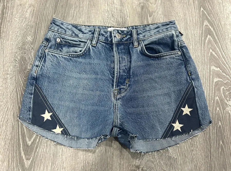 Free People We The Free Denim Jean American Flag USA Shorts Size 26