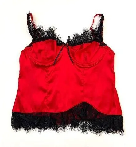 sophie b. Cherry Red/Black Satin Lace Intimates Corset Top Sz M Women