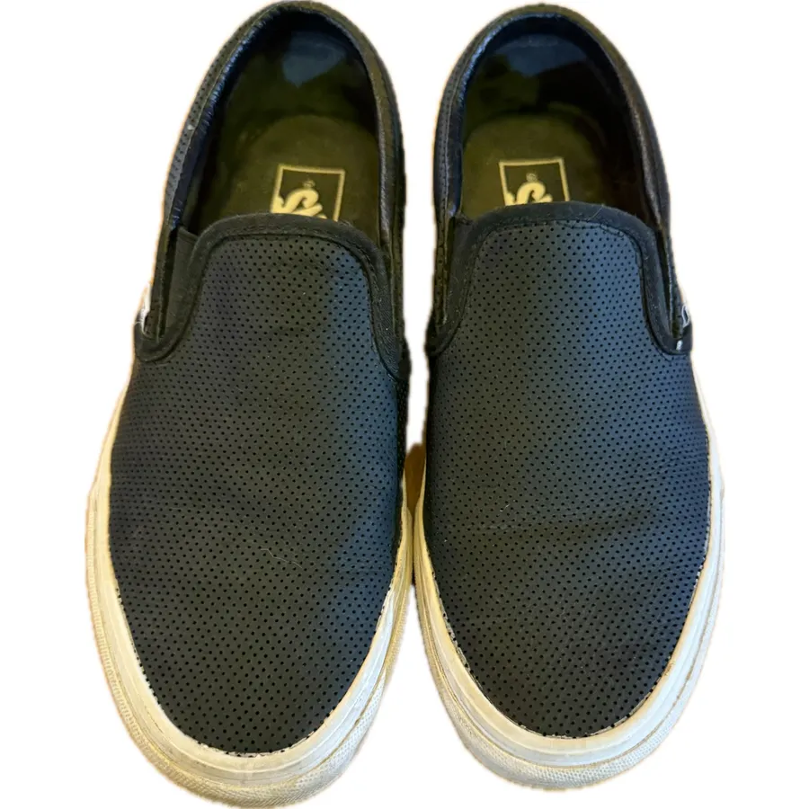 Vans Classic Slip-On Sneakers Unisex Black Perforated Size Men 7 Women 8.5