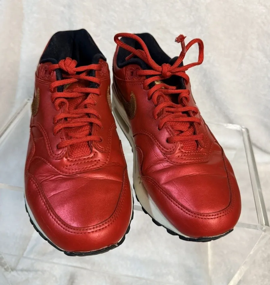 Nike Women's Air Max 1 University Red Sequin Gold CT1149-600 Size 6