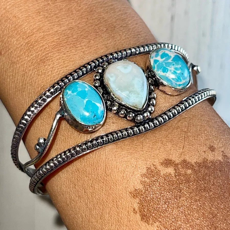 Caribbean Larimar & Howlite Accent Cuff