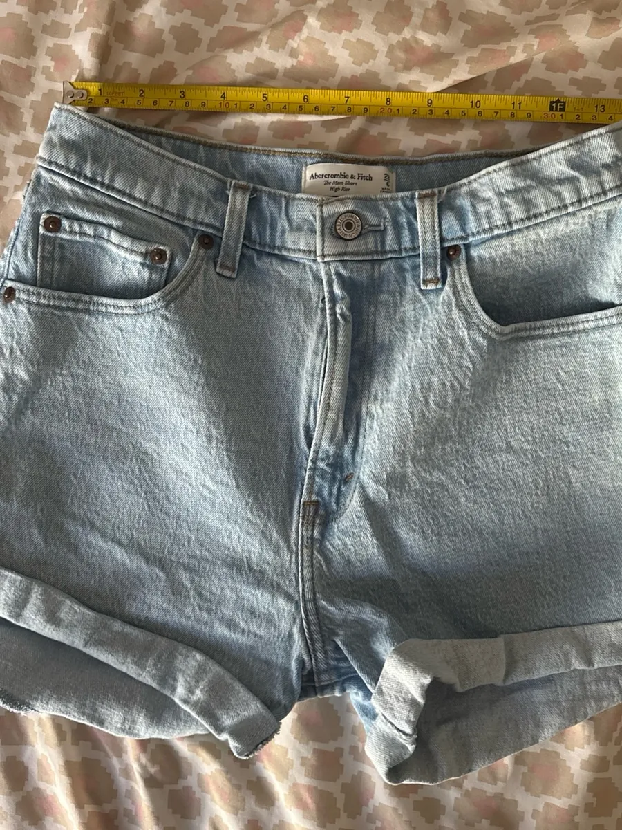 Abercrombie & Fitch Light Blue Rolled-Hem Denim Shorts