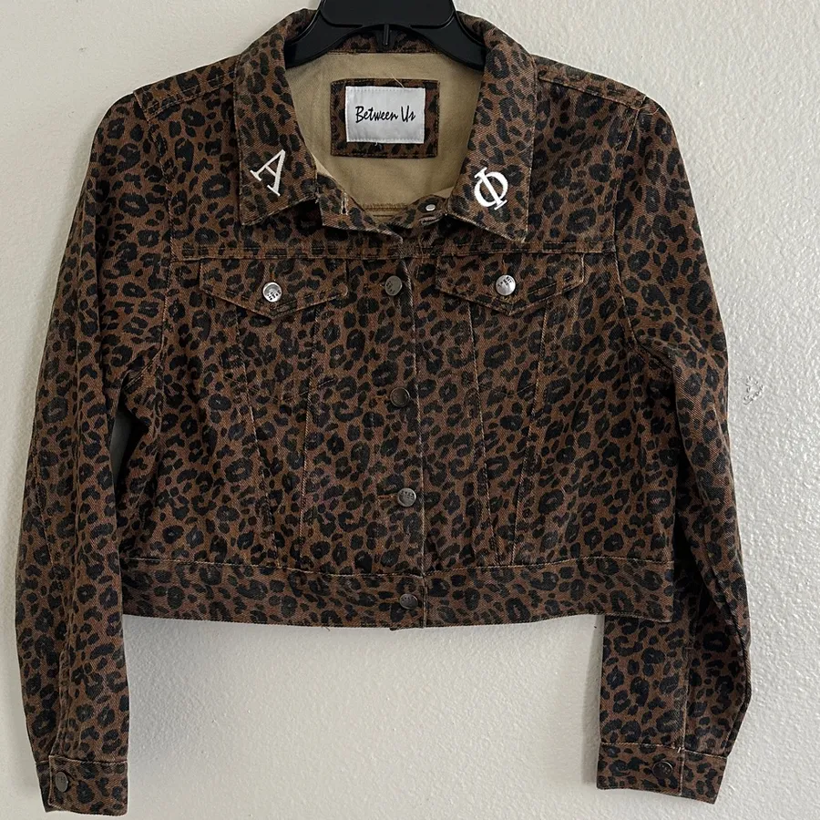 Leopard Print Jean Jacket Brown Size M