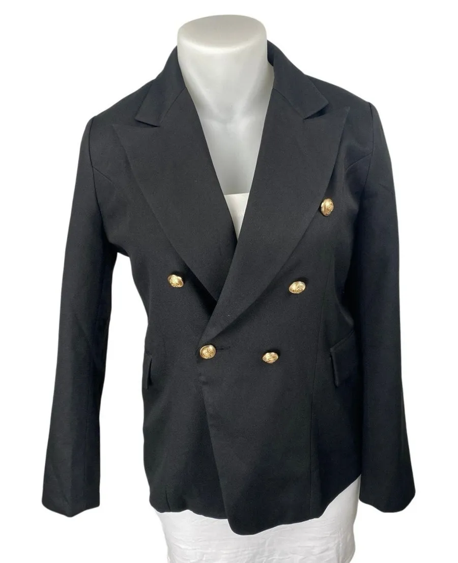 NEW Lioness Women' Black Long Sleeve Double Breasted Blazer Suit Jacket Size XXL