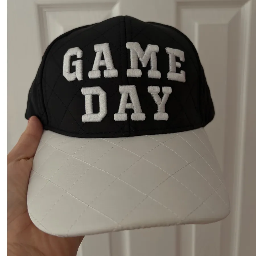 Anthropologie Brand Shiraleah Game Day Quilted Baseball Black White Adjustable