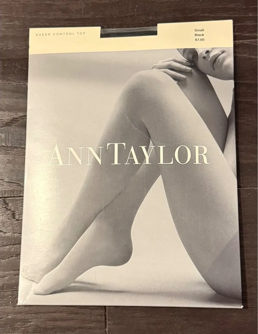 Ann Taylor Womens Small Hosiery Black Sheer Control Top Tights NEW
