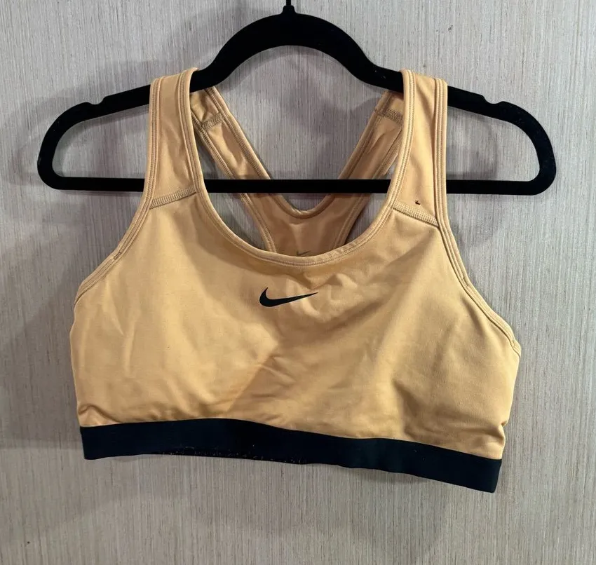 Nike Dri Fit Cream Orange Sports Bra with Black Underband Size XL