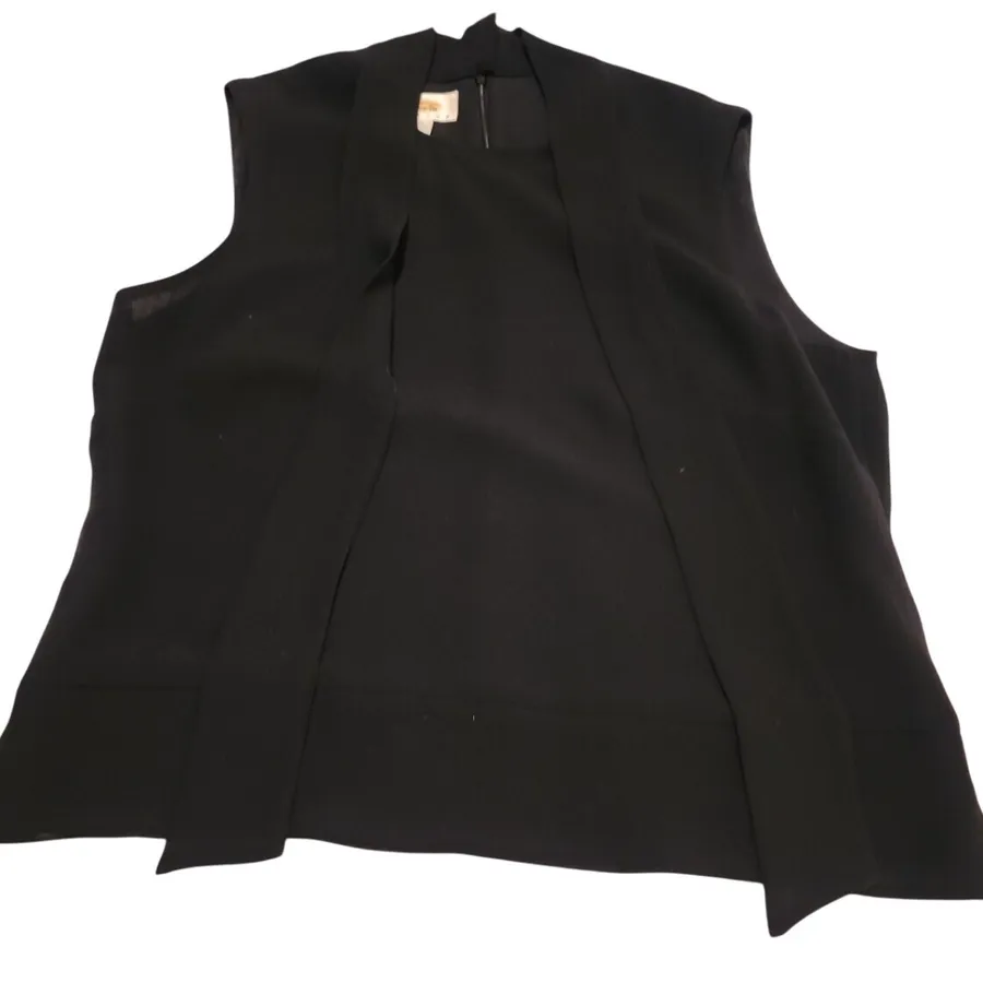 Talbots Petites Black Sleeveless Open Front Vest Career Casual Size 8