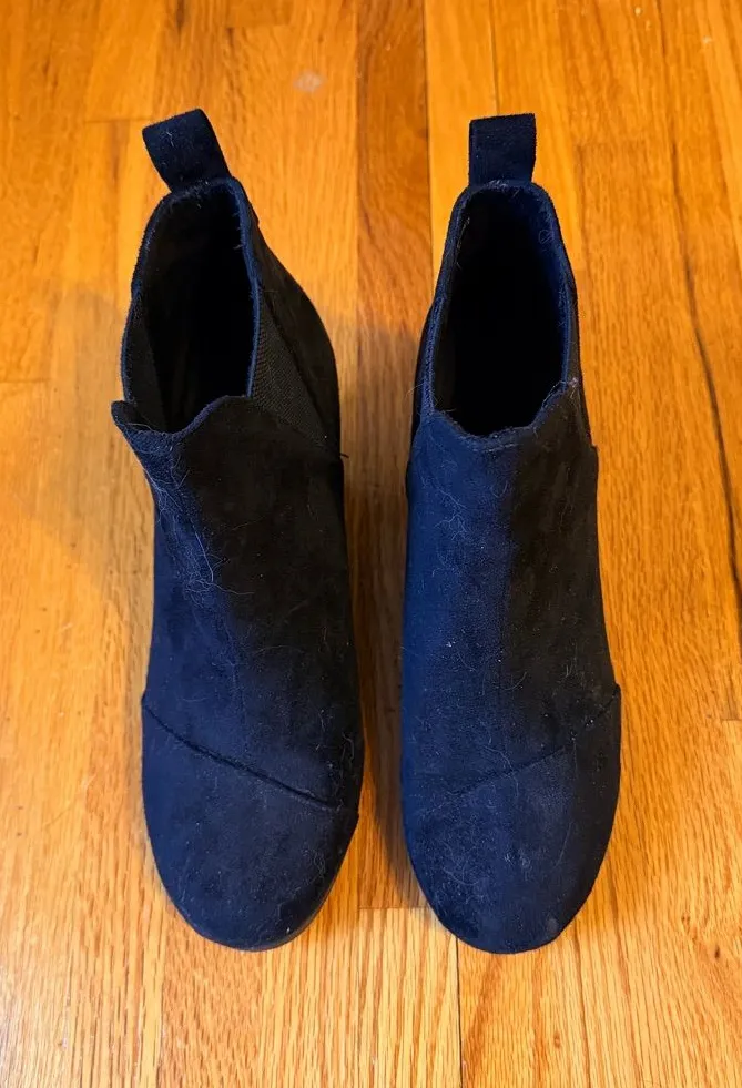 Women's Black Suede Ankle Booties with Pull Tab Size 9