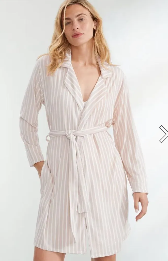🤍‎ BARE Cooling Piped Robe Large Lightweight Lounge Sleepwear 🤍