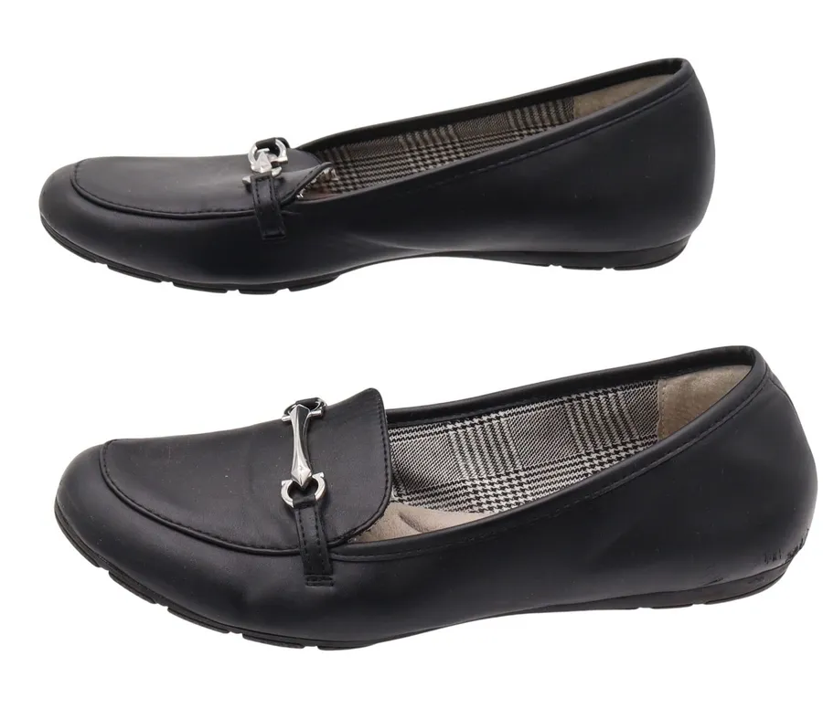Cliffs by White Mountain Loafers Womens 8.5 M Glowing Black Horsebit Excellent