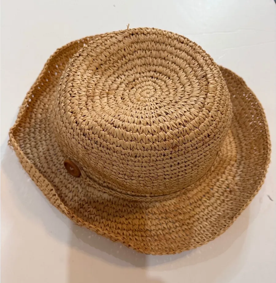 Philadelphia Rapid Transit Headwear Tan Woven Straw Sun Hat with Button Detail