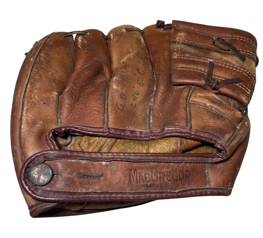 Vintage MacGregor Baseball Glove Mitt Model 240 Leather RHT Made USA 1950s Brown