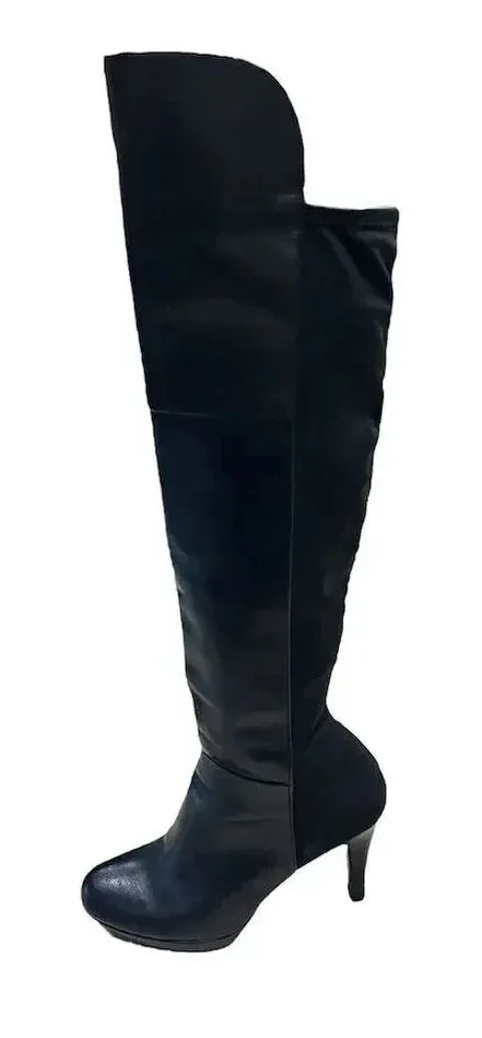 Adrienne Vittadini Women's Black Over The Knee High Heel Boots 6.5