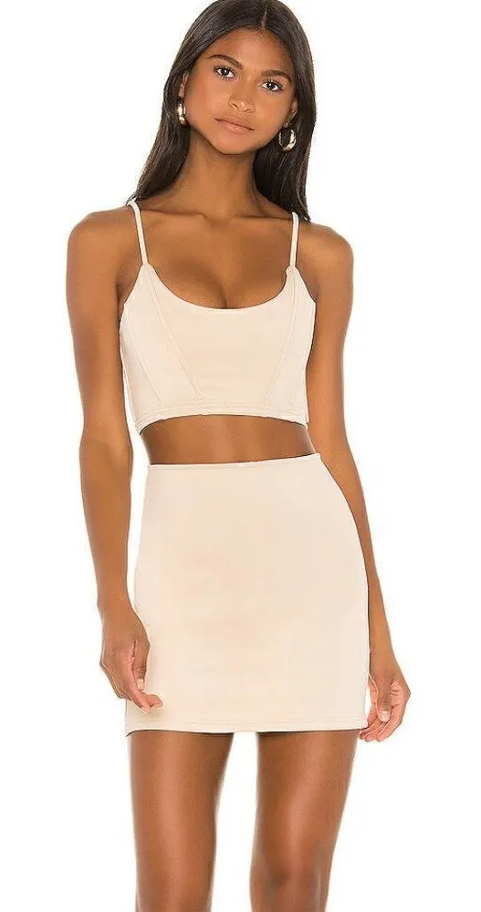NWT Superdown Madalyn Skirt Set in Nude XL