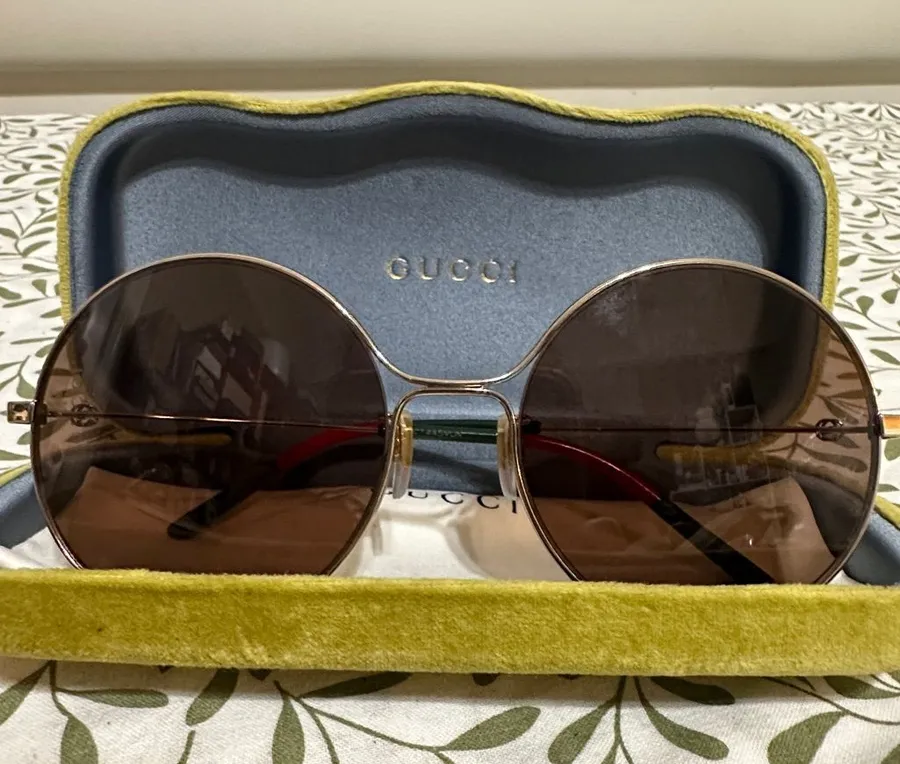 Gucci Women's Round Brown Lens Sunglasses