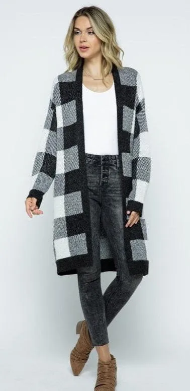 Aspen checkered cardigan Black