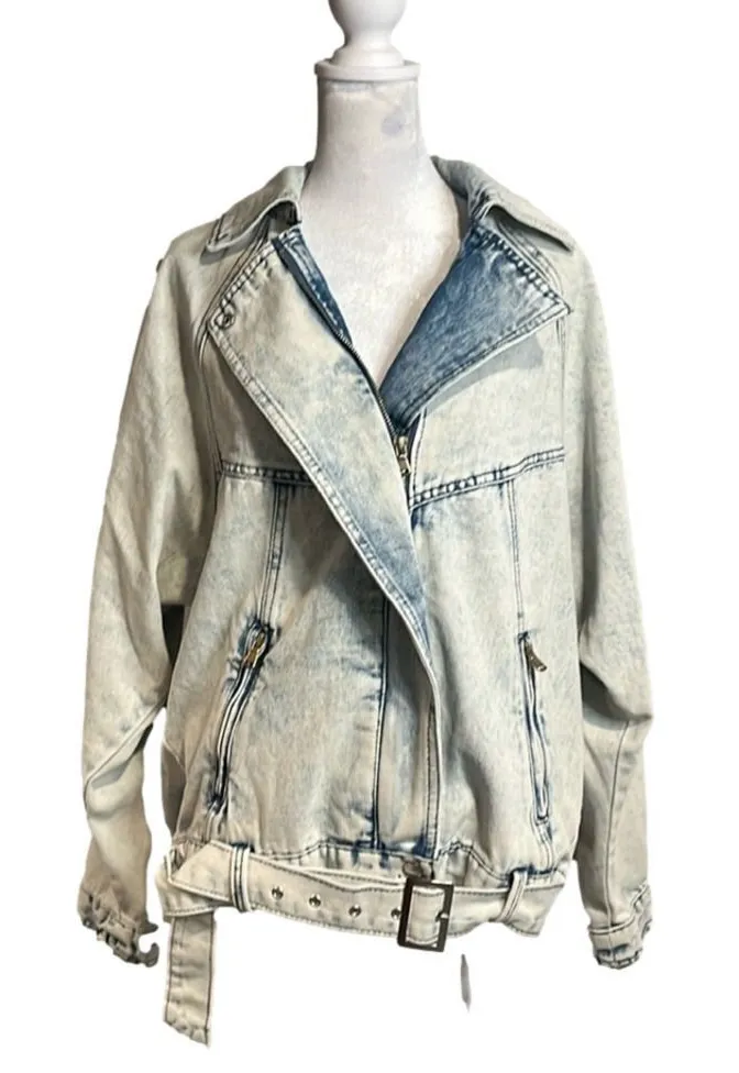 Forever 21 NWT acid wash vintage style light denim wash Jean jacket - S