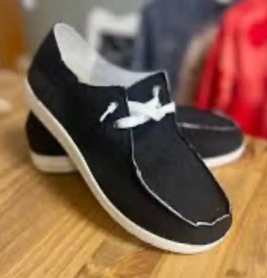 black canvas slip-on shoes women’s size 8