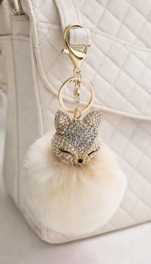 NEW Fluffy Fox Bag Charm Keychain