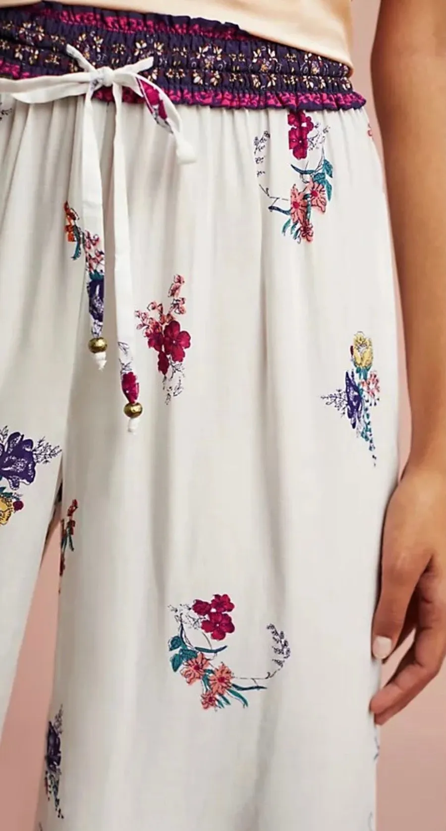 $68 PRE-OWNED Anthropologie x Floreat Sweet Dreams Sleep Pull-On Trousers S