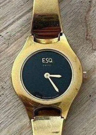 ESQ by Movado Ladies Watch Black Dial Gold Tone Bracelet and Hands