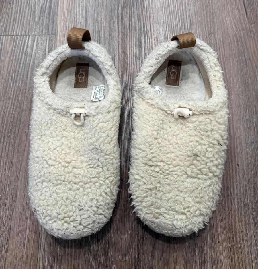 UGG Tasman LTA Curly Slippers Natural Cream Sherpa 1143792 Womens 6