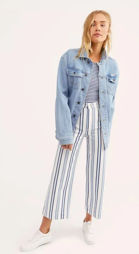 Free People Nobody Denim Monte Carlo Jeans new with tags stripe pattern y2k blue